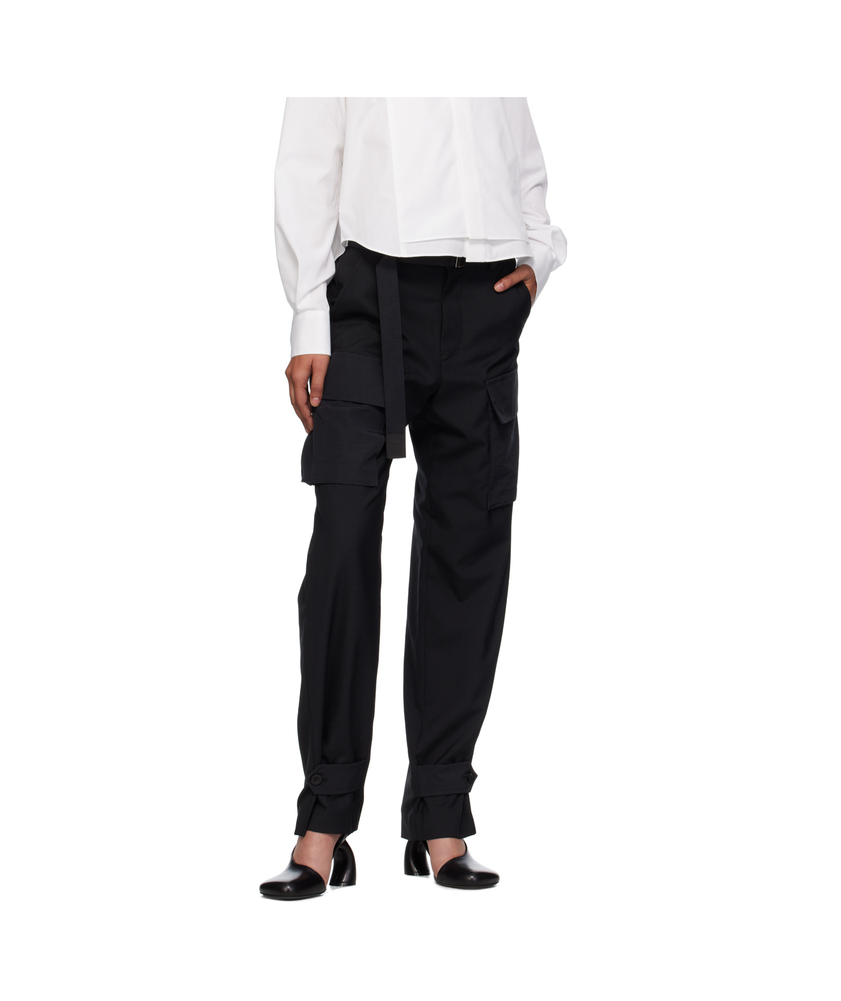 Sacai Belt Loops Slacks In Black