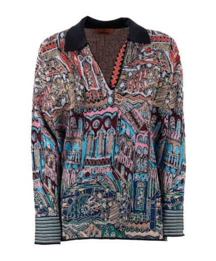 Missoni Seraphim Pull Over Multicolor Blue And Red Tones In Black