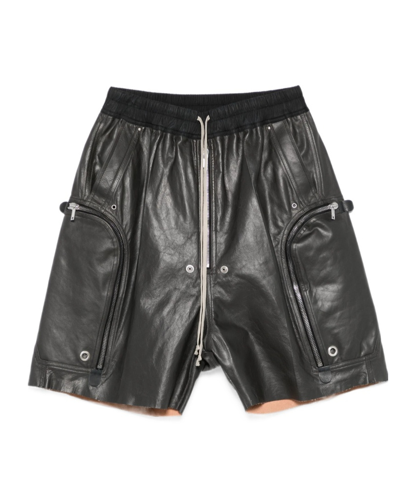 Rick Owens Black Porterville Bauhaus Bela Leather Shorts In Black