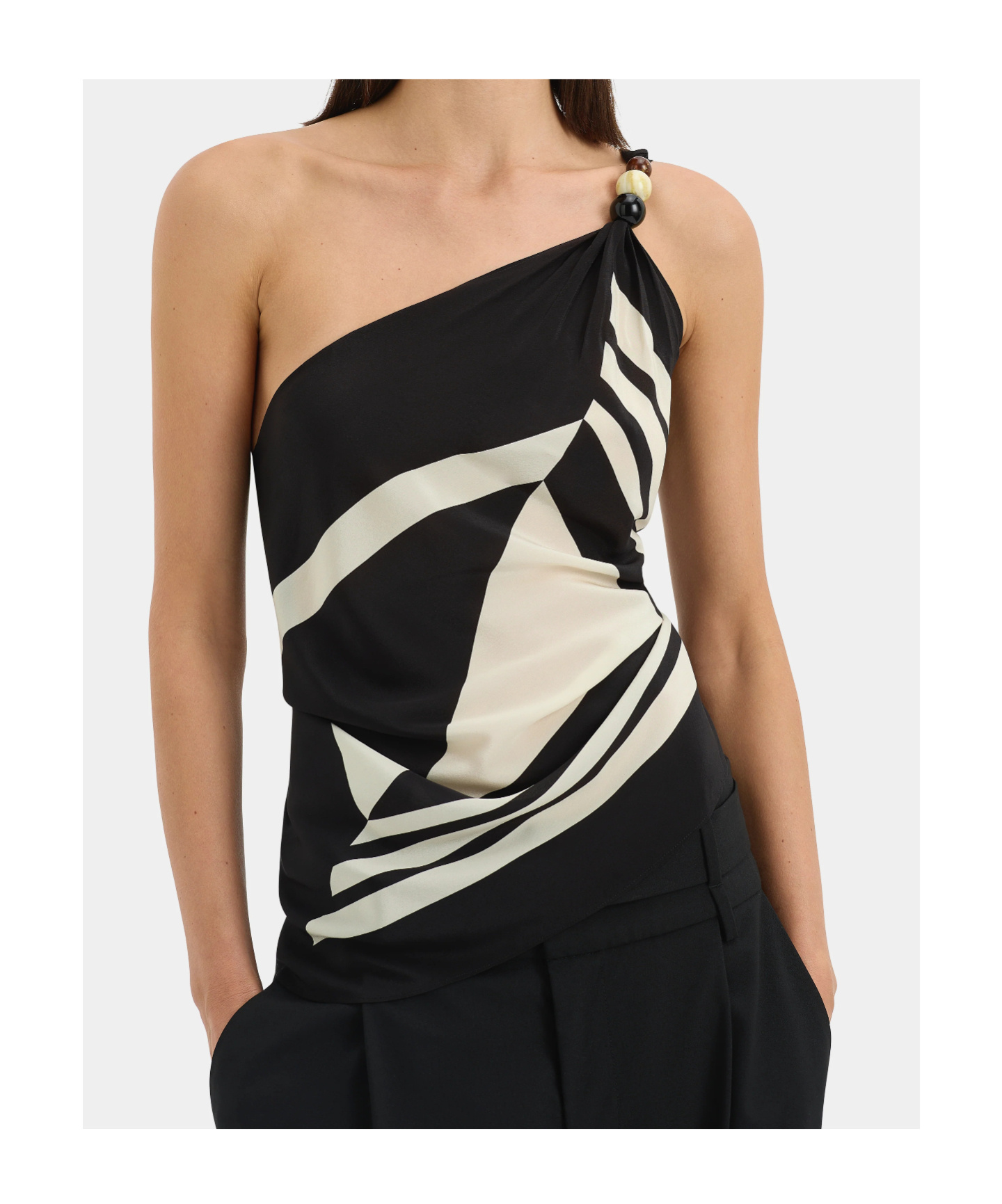 Sir Geometric Stripe Print Suspenders In Multi