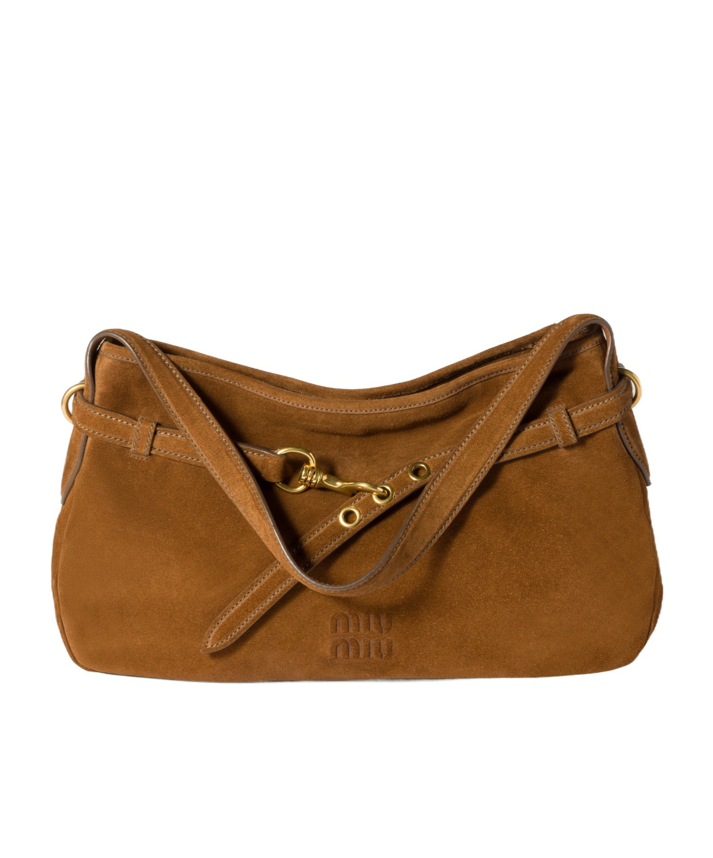Miu Miu Suede Aventure Shoulder Bag In Oak