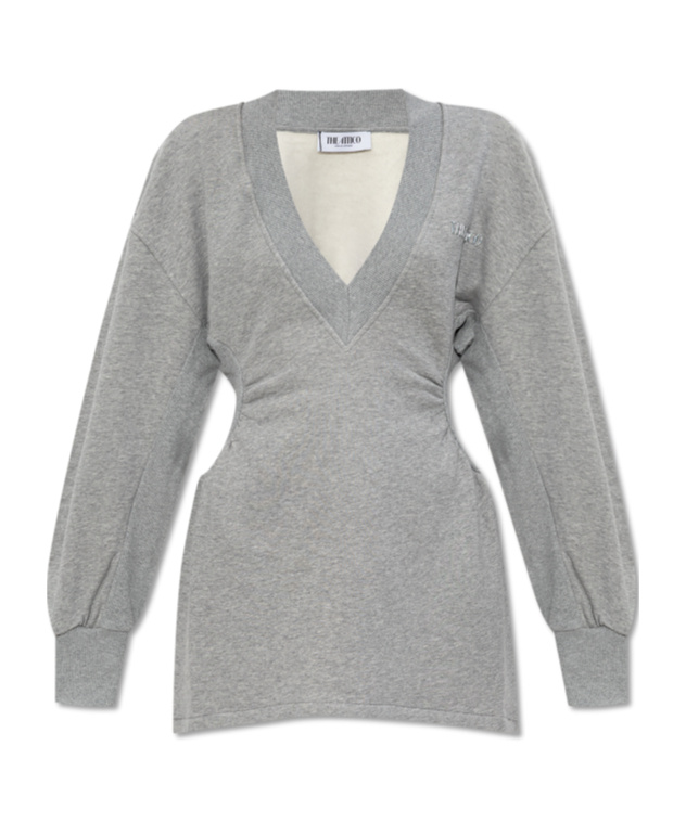 Attico Cotton Jersey V-neck Mini Dress In Gray