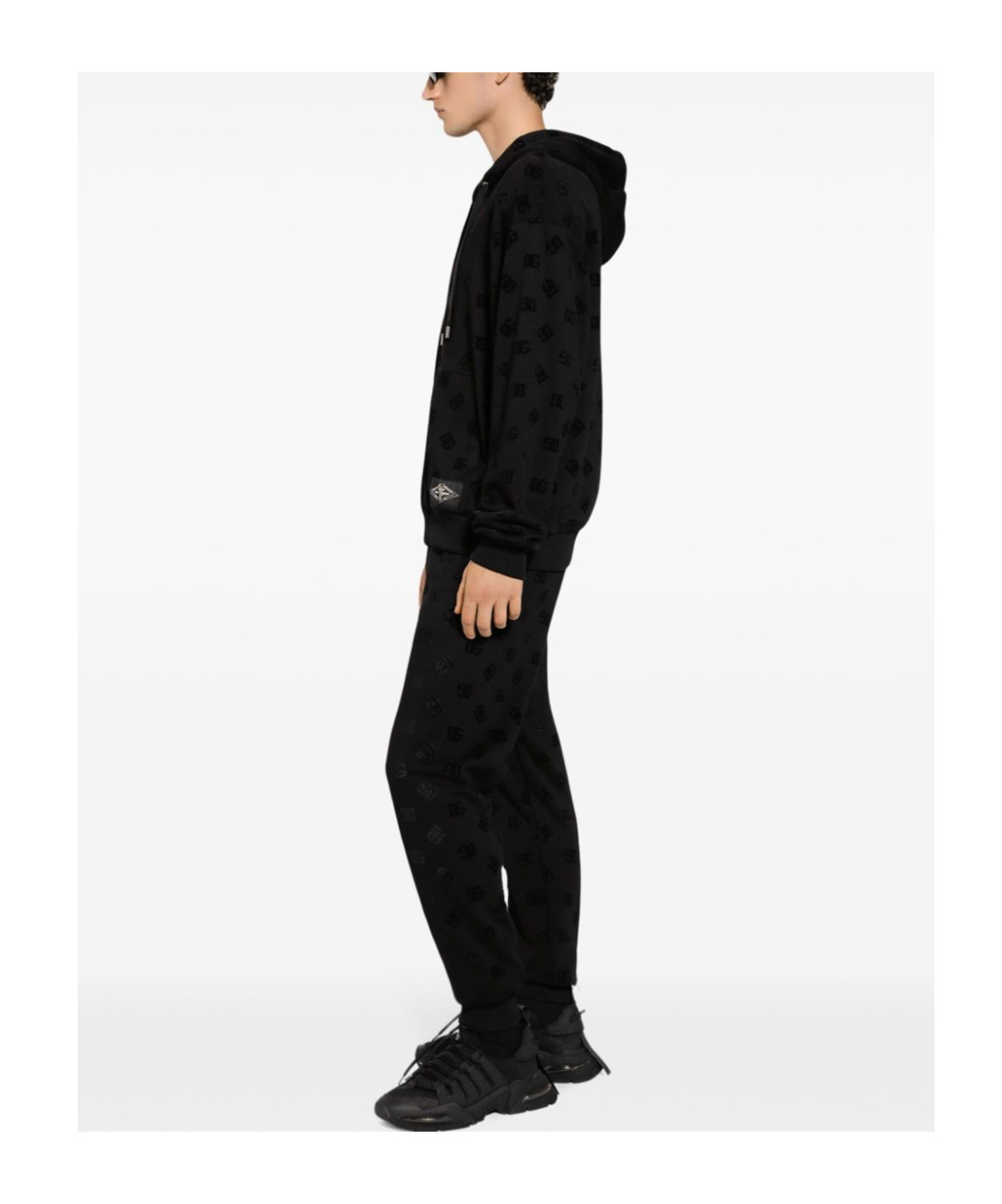 Dolce & Gabbana All-over Dg Print Zip-up Hoodie In Black