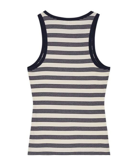 Ganni Womens Sky Captain Striped Ribbed Stretch-cotton Top In White
