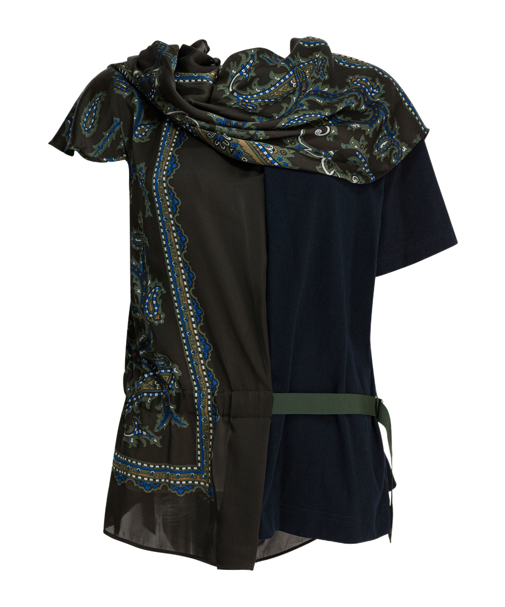 Sacai Paisley-print Panel Top In Blue