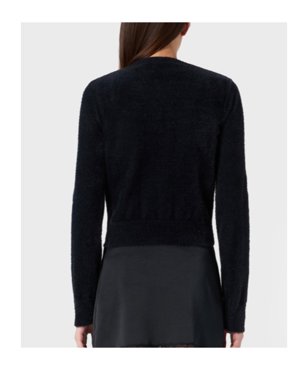 Blumarine Rose Embroidered Knitted Cardigan In Black