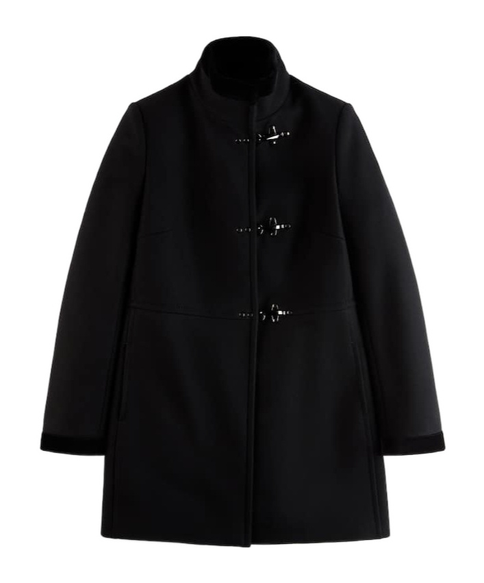 Fay Romantic Coat In Black In Soft Wool Blend Fabric In Black