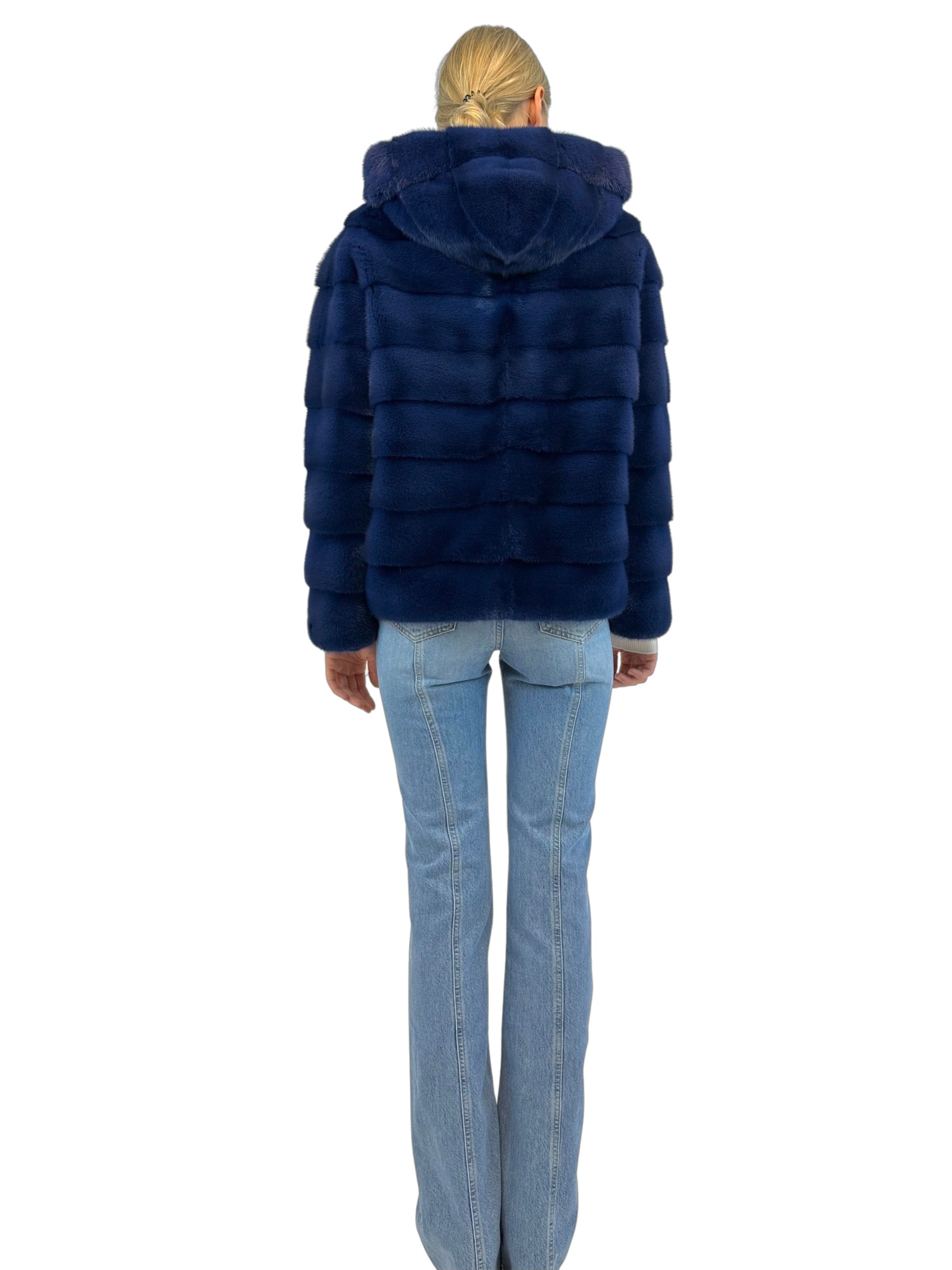 Liska Hooded Fur In Blue