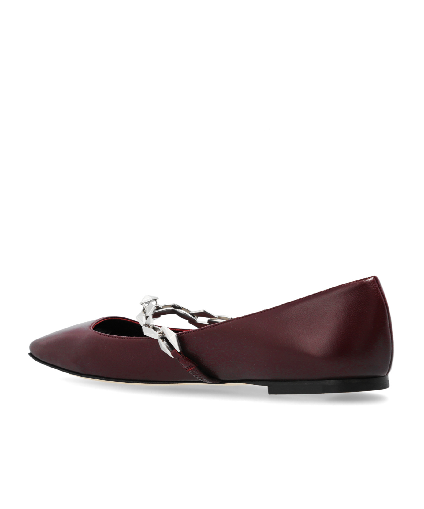 Jimmy Choo Diamond Tilda Square-toe Leather Flats In Red