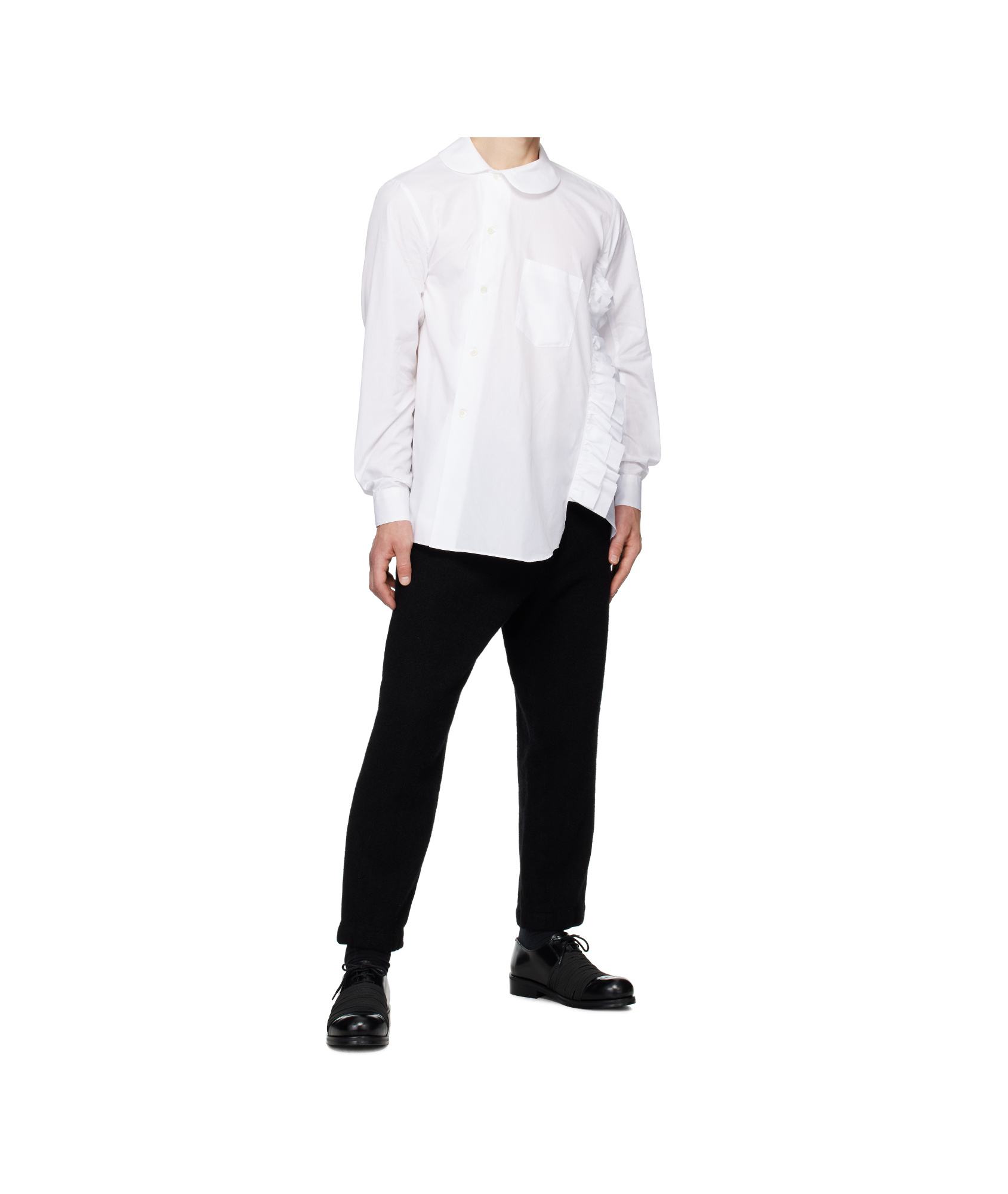 Comme Des Garçons Black Tapered Wool Trousers