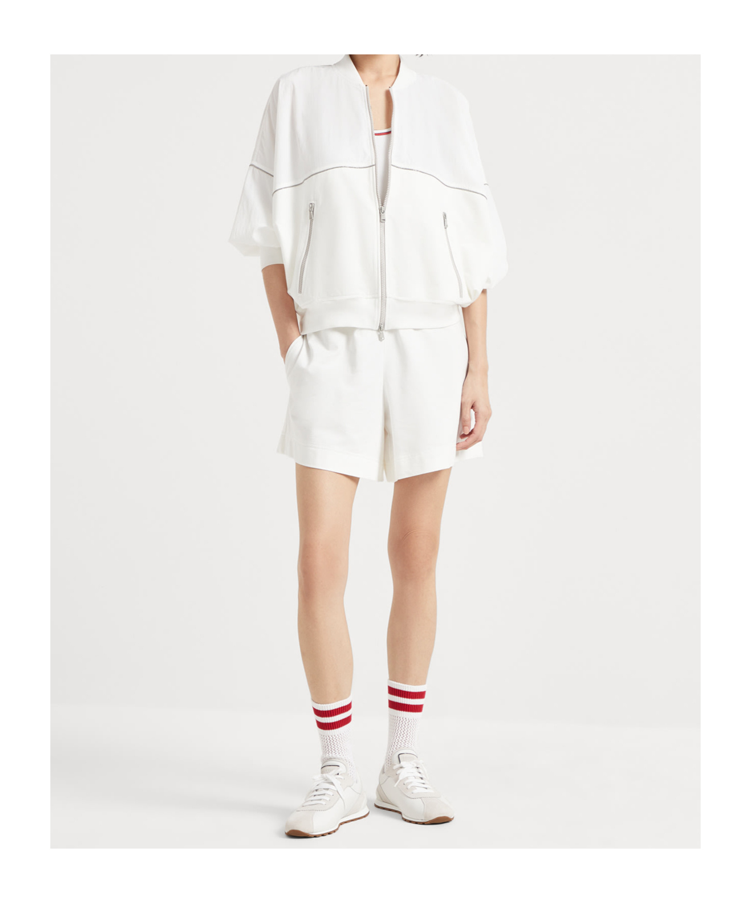 Brunello Cucinelli Monili-embellished Track Jacket In White