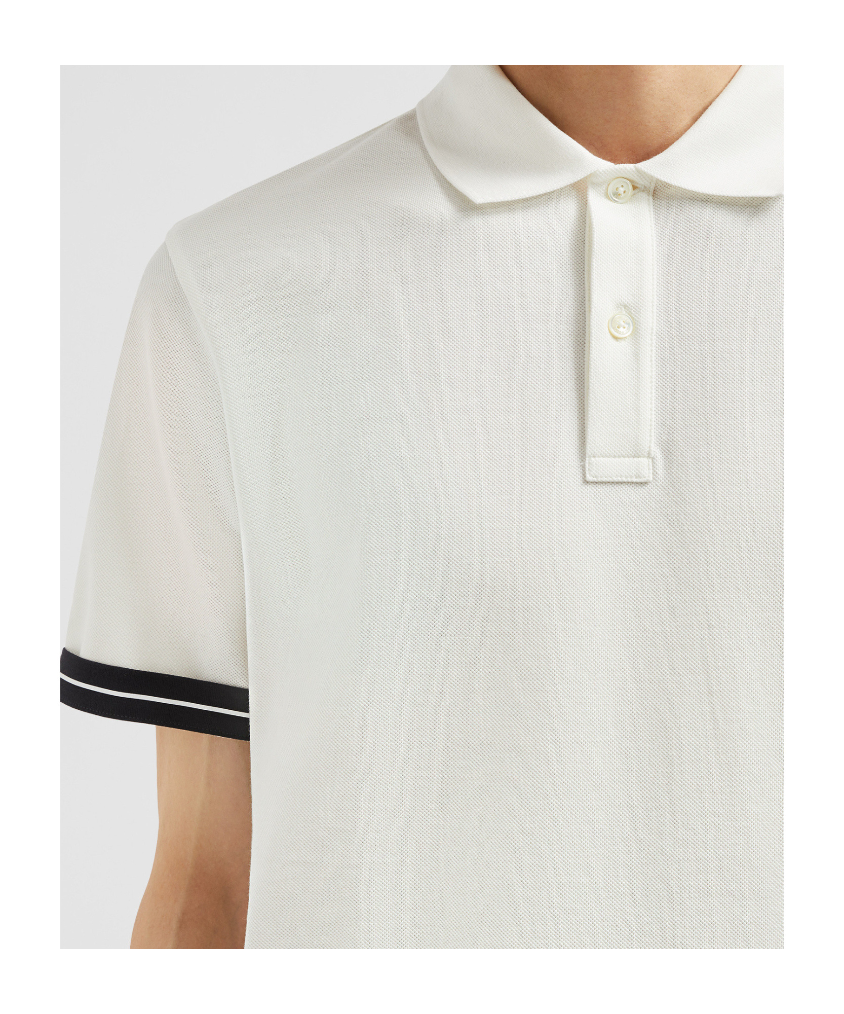 Moncler Polo Shirt With Lapel Short Sleeve In White