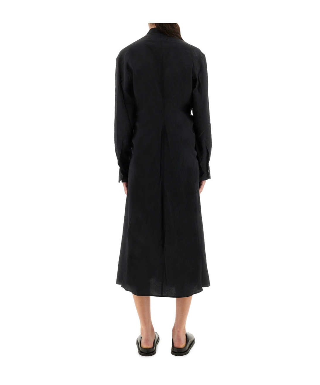 Studio Nicholson Long Sleeve Midi Length Dress In Black