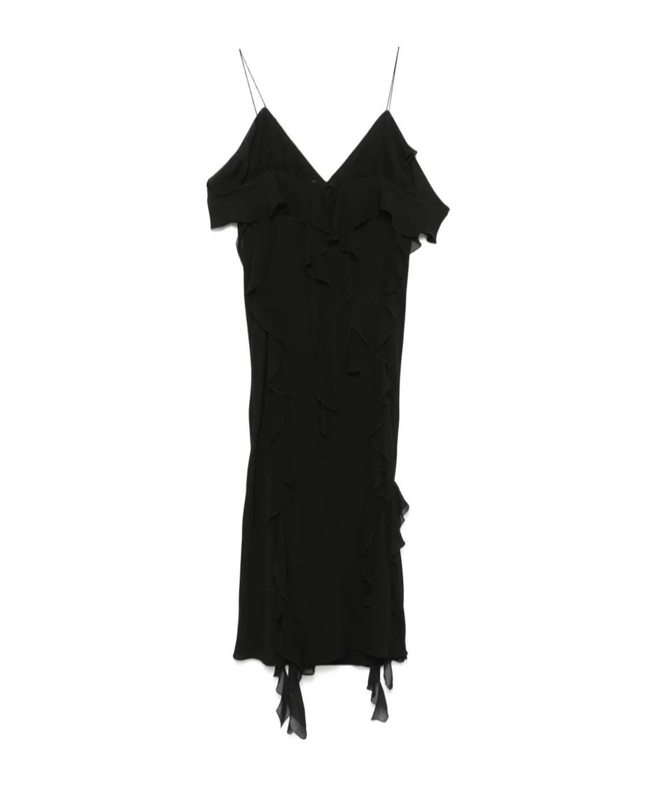 Shop Dorothee Schumacher Ruffled Georgette Midi Dress In Black