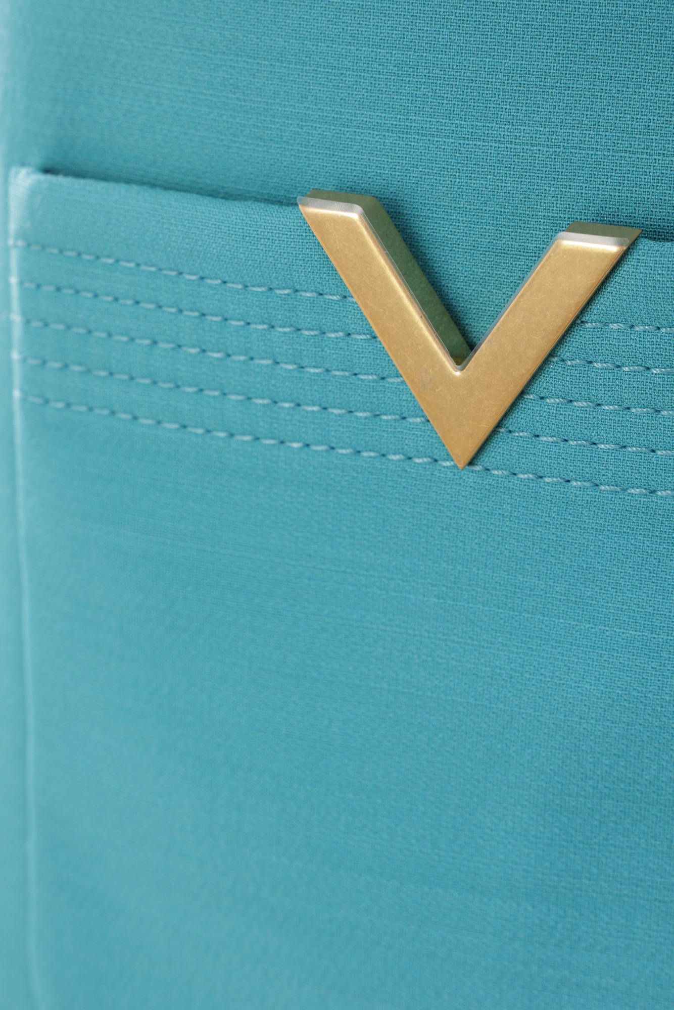 Valentino V-logo Pocket Short-sleeve Crepe Mini Dress In Blue