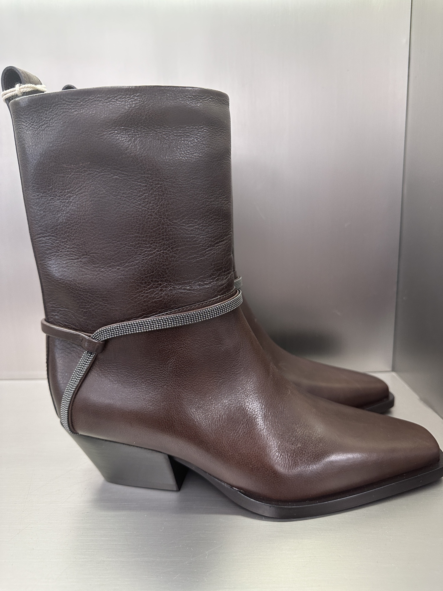 Brunello Cucinelli Chunky Heel Short Boots In Brown