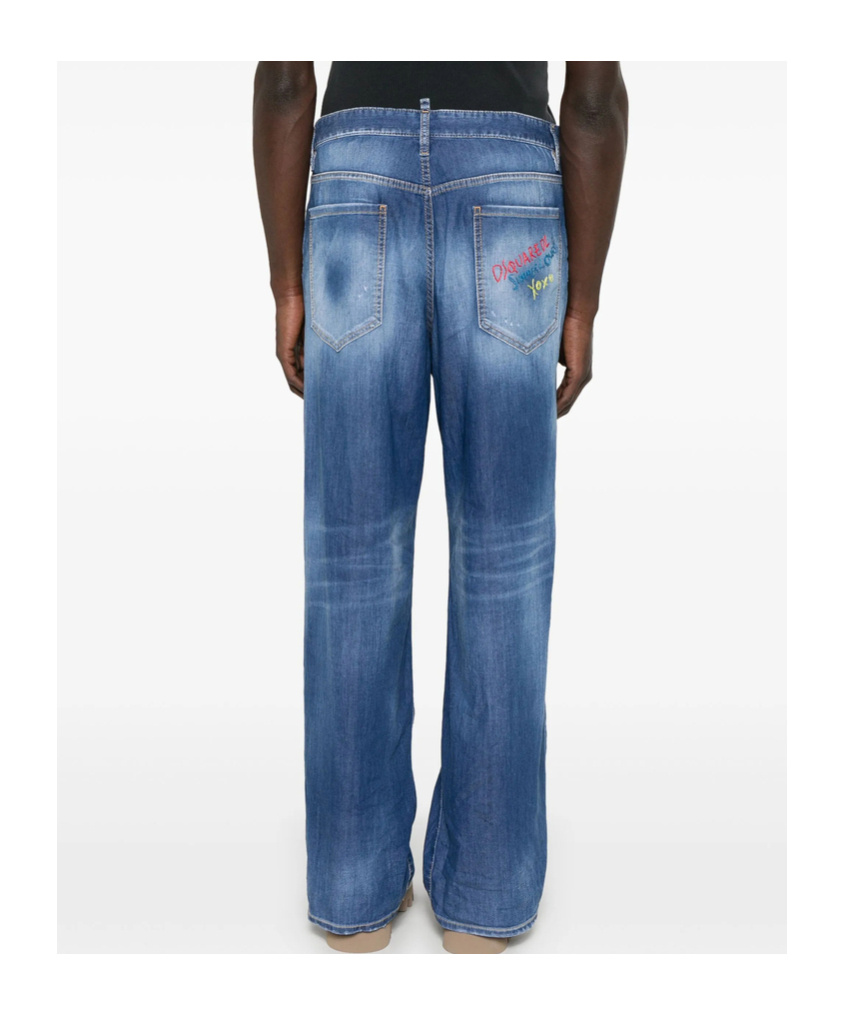Shop Dsquared2 Logo-embroidered Jeans In Navy Blue