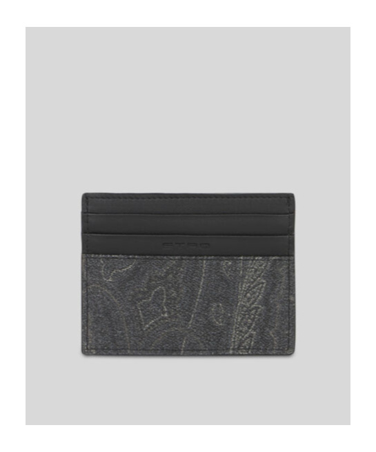Etro Paisley-print Cotton-blend Cardholder In Black