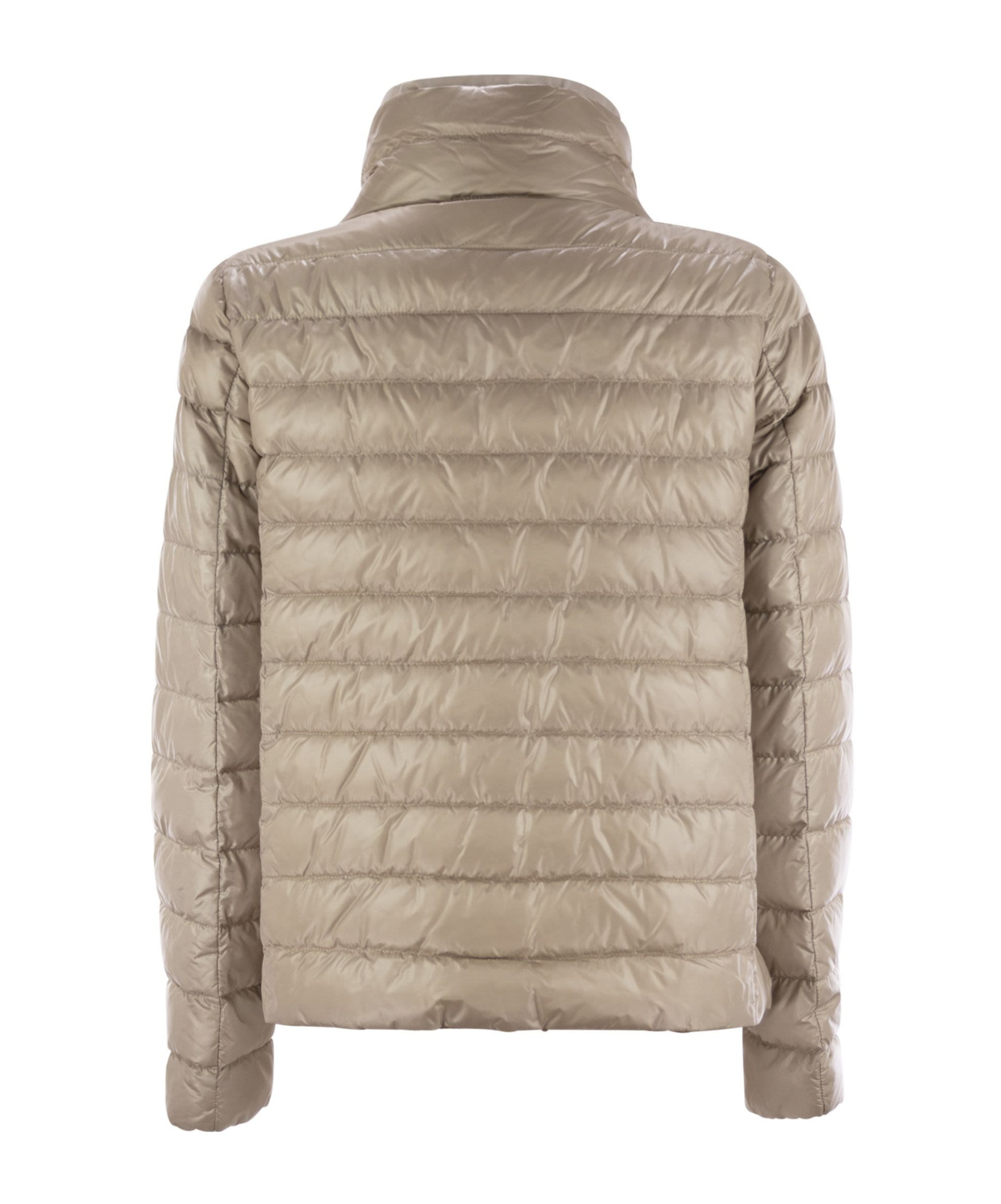 Herno Light Gray Reversible High Neck Down Jacket In Technical Fabric Woman In Brown