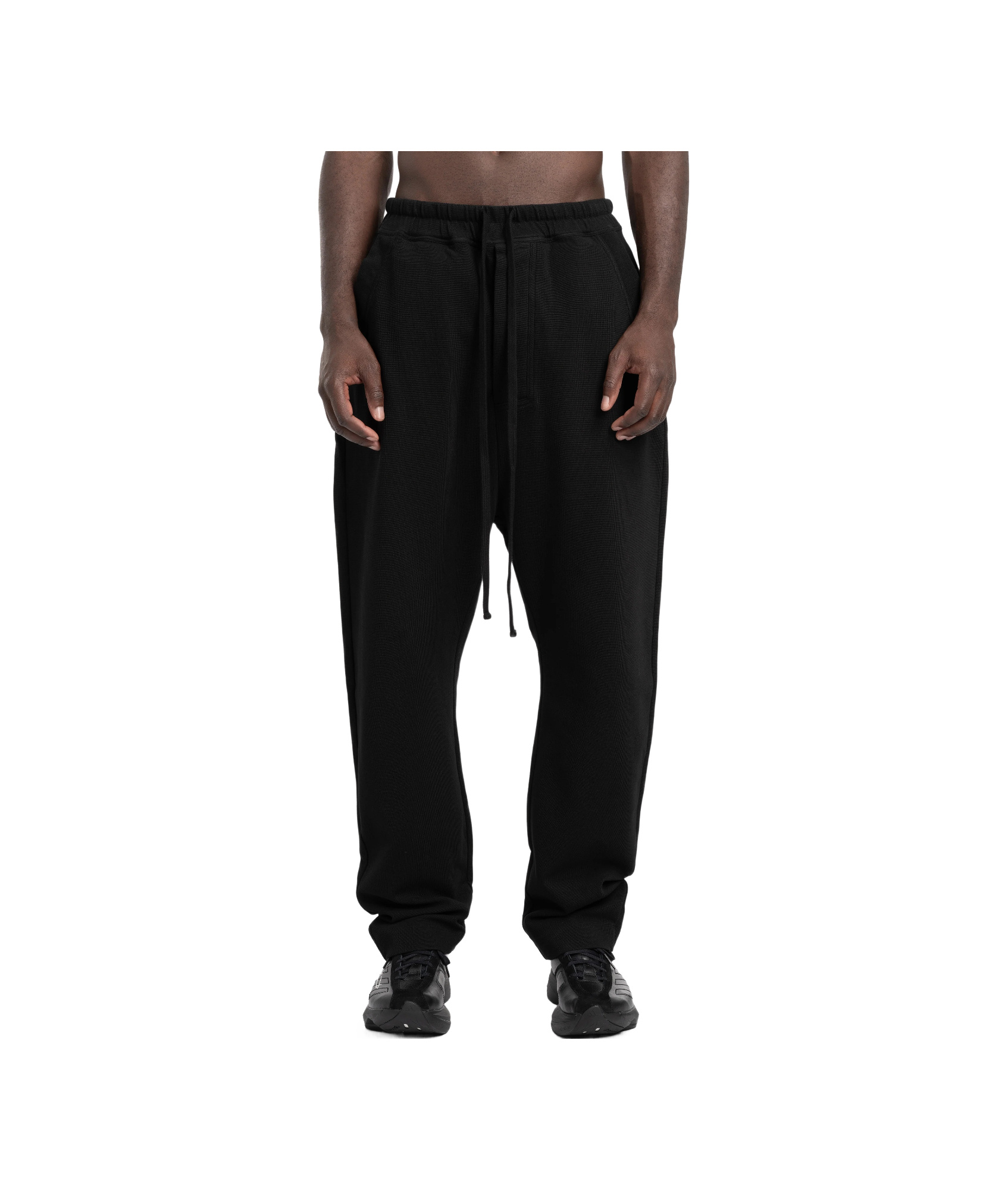 Thom Krom Drop Crotch Drawstring Pants In Black