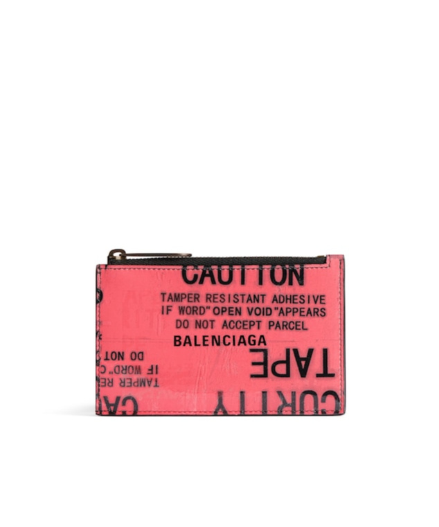 Balenciaga Men's Tape Type Long Coin And Card Holder In Black/red In Multi