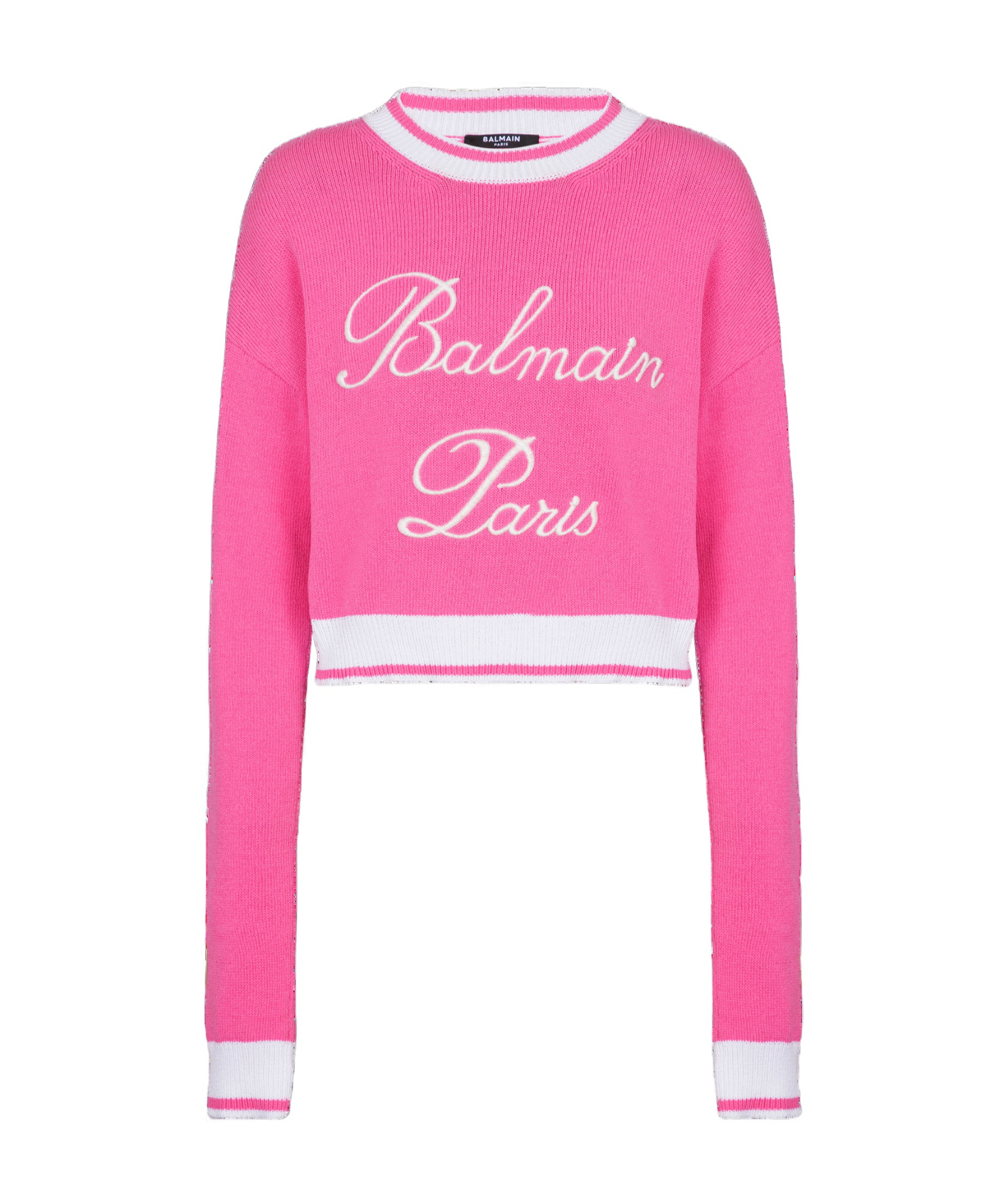 Balmain Cotton-blend Embroidered-logo Sweater In Pink