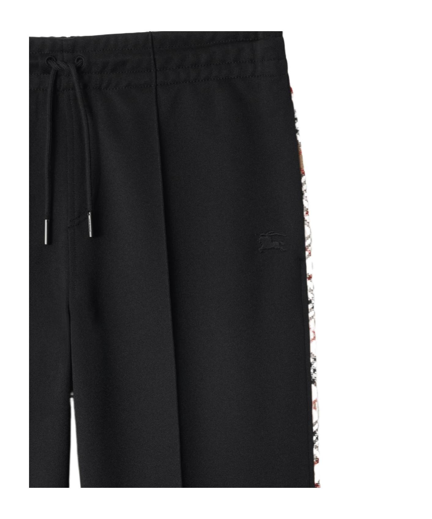 Burberry Check Trim Cotton Blend Track Pants In Black