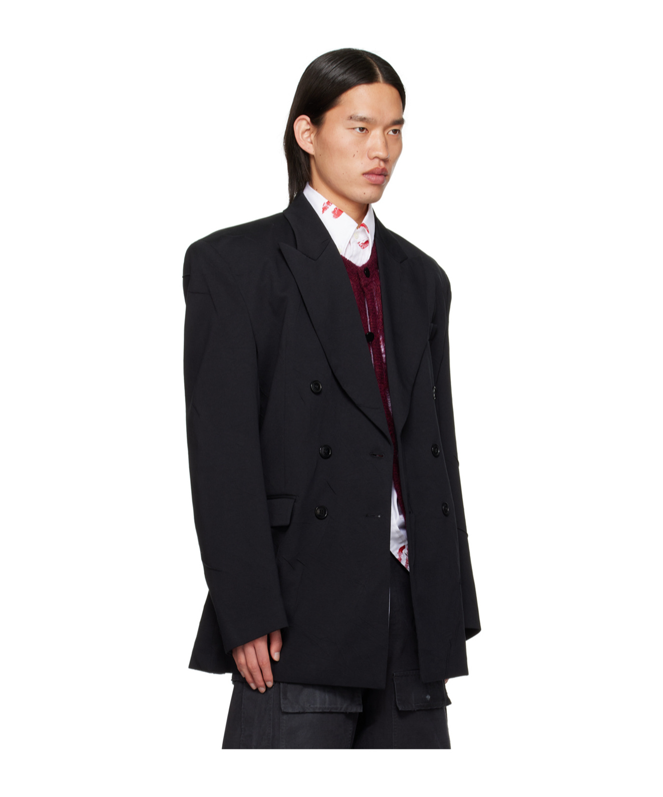 Vetements Lapel Long-sleeved Suit Coat In Black