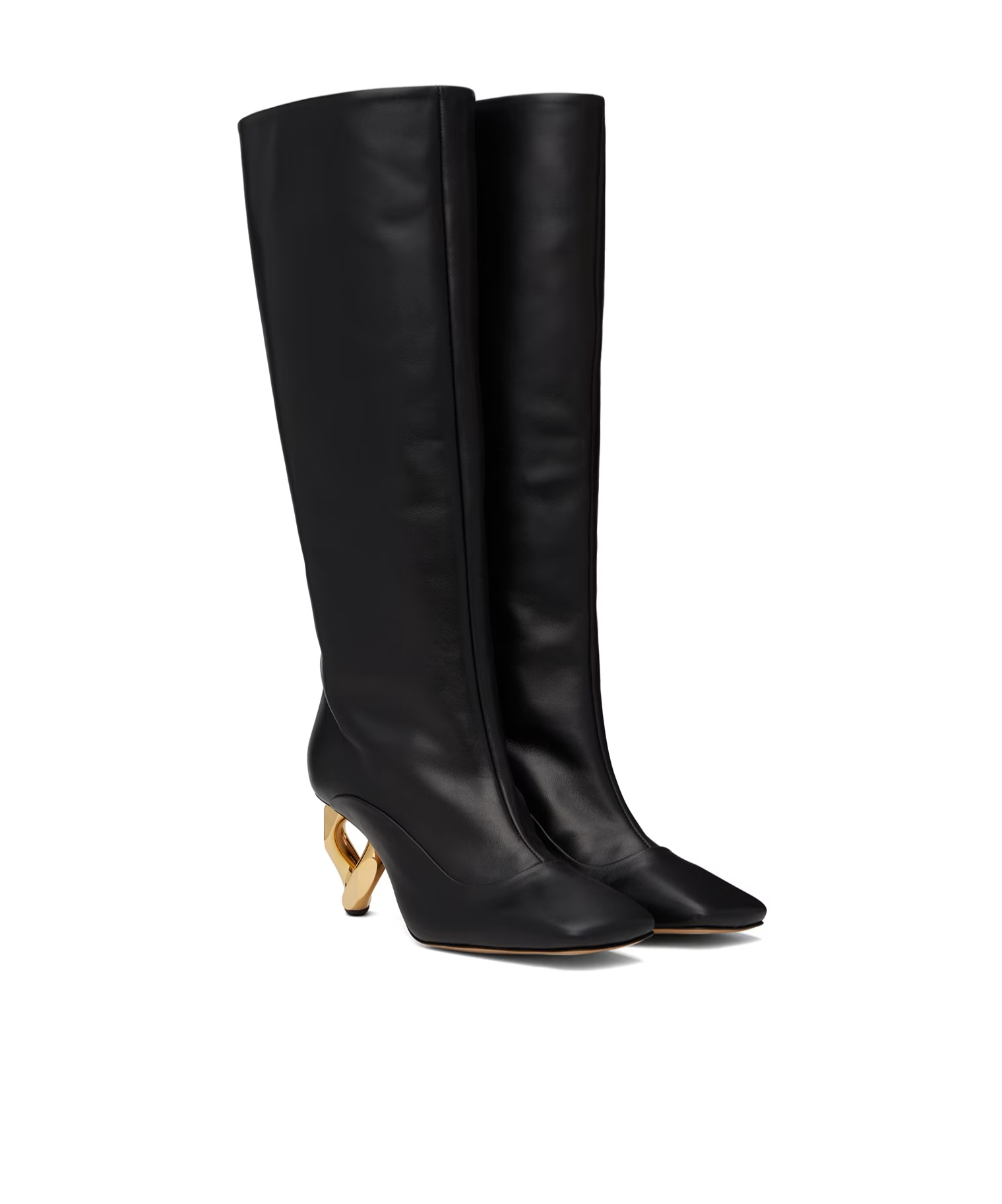 Jw Anderson Chain Heel 75mm Leather Boots In Black