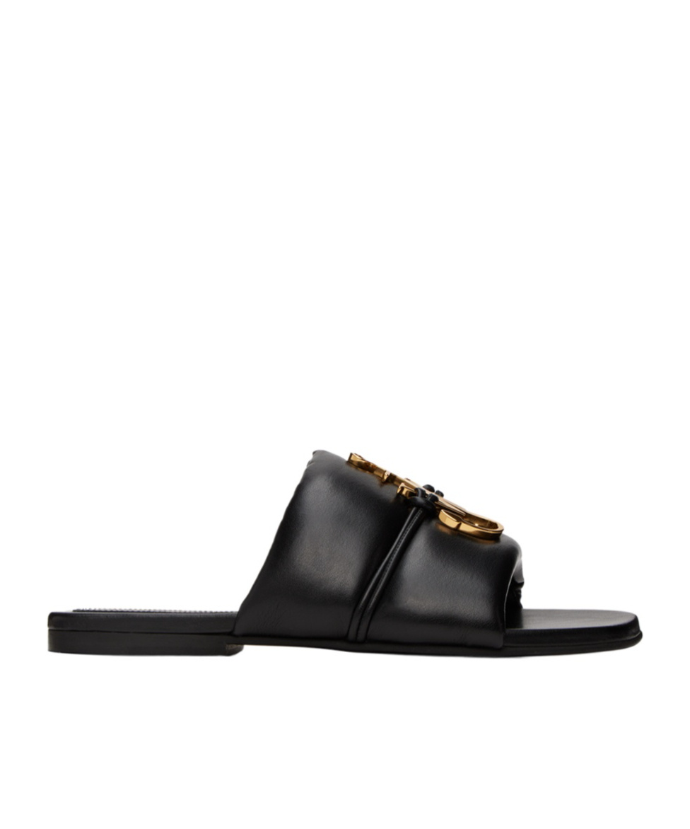 Jw Anderson J. W.anderson Solid Color Faux Leather Sandals With Golden Detail In Black