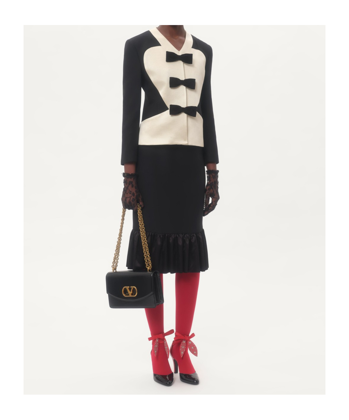 Valentino Black Crepe Couture Skirt In Black