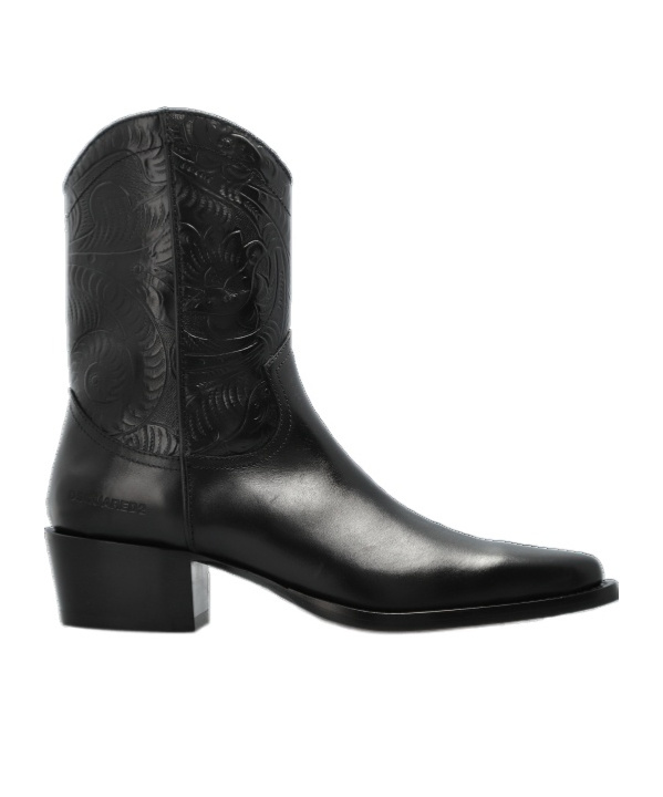 Dsquared2 Texan Leather Boots In Black
