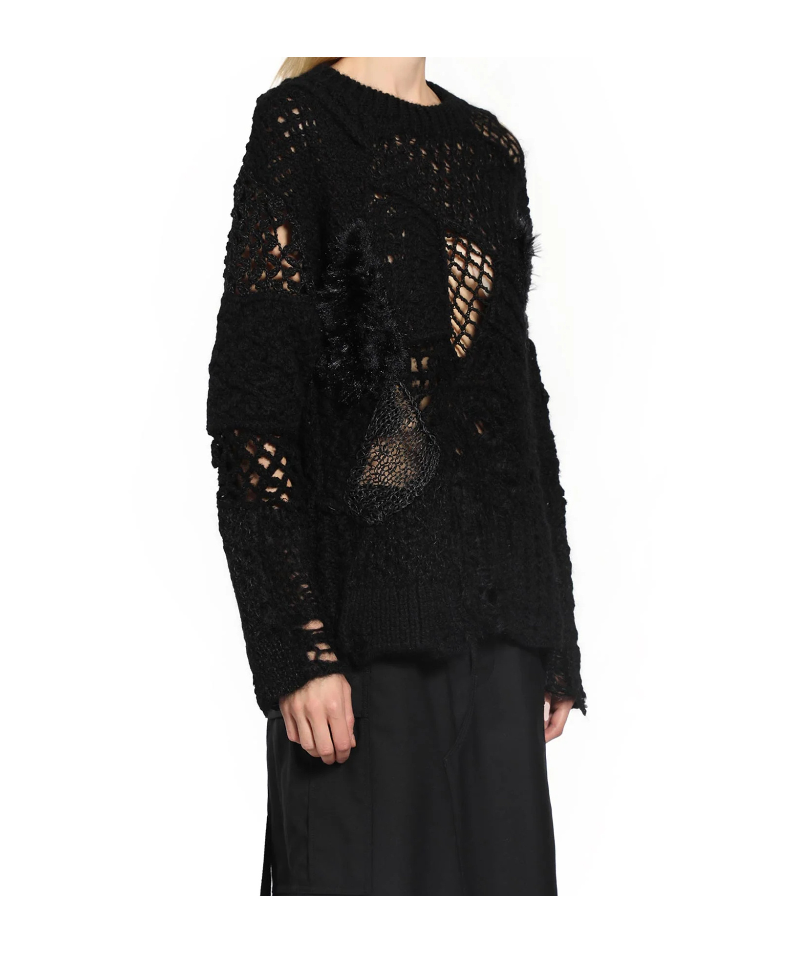 Junya Watanabe Open-knit Sweater In Black