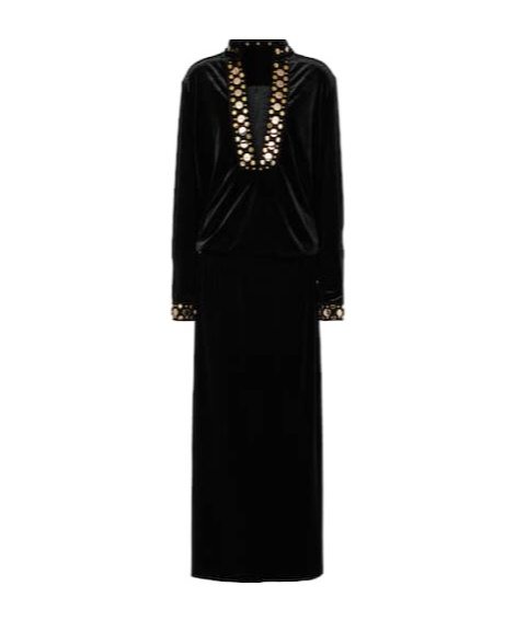 Dodo Bar Or Arol Studded Velvet Maxi Dress In Black