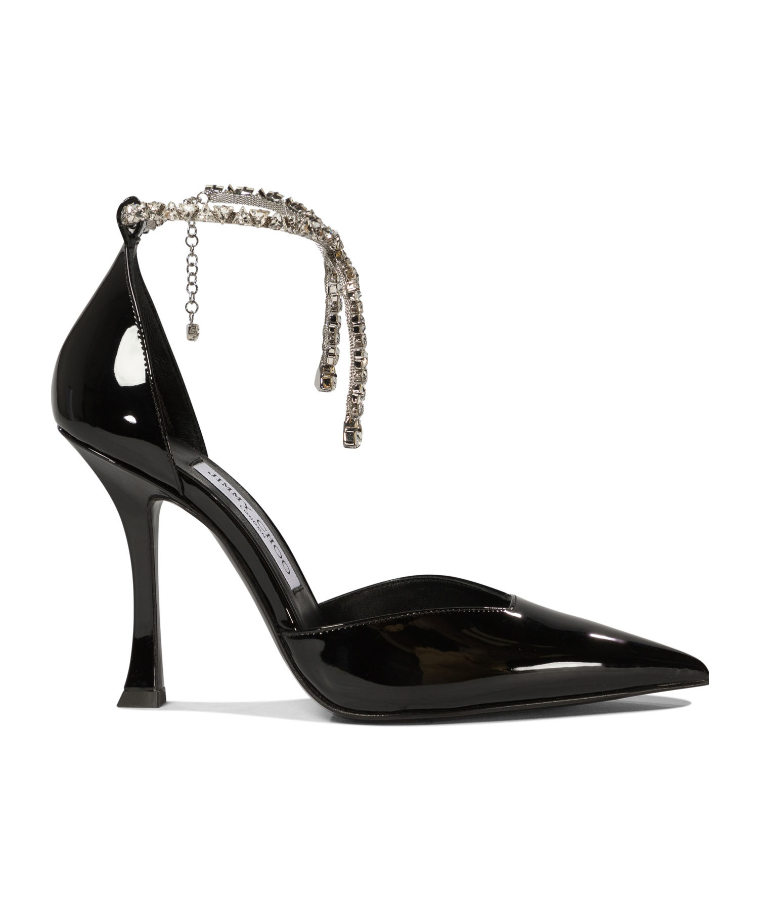 Jimmy Choo Stevie 100 Crystal-embellished Pumps In Patent Leather In Black