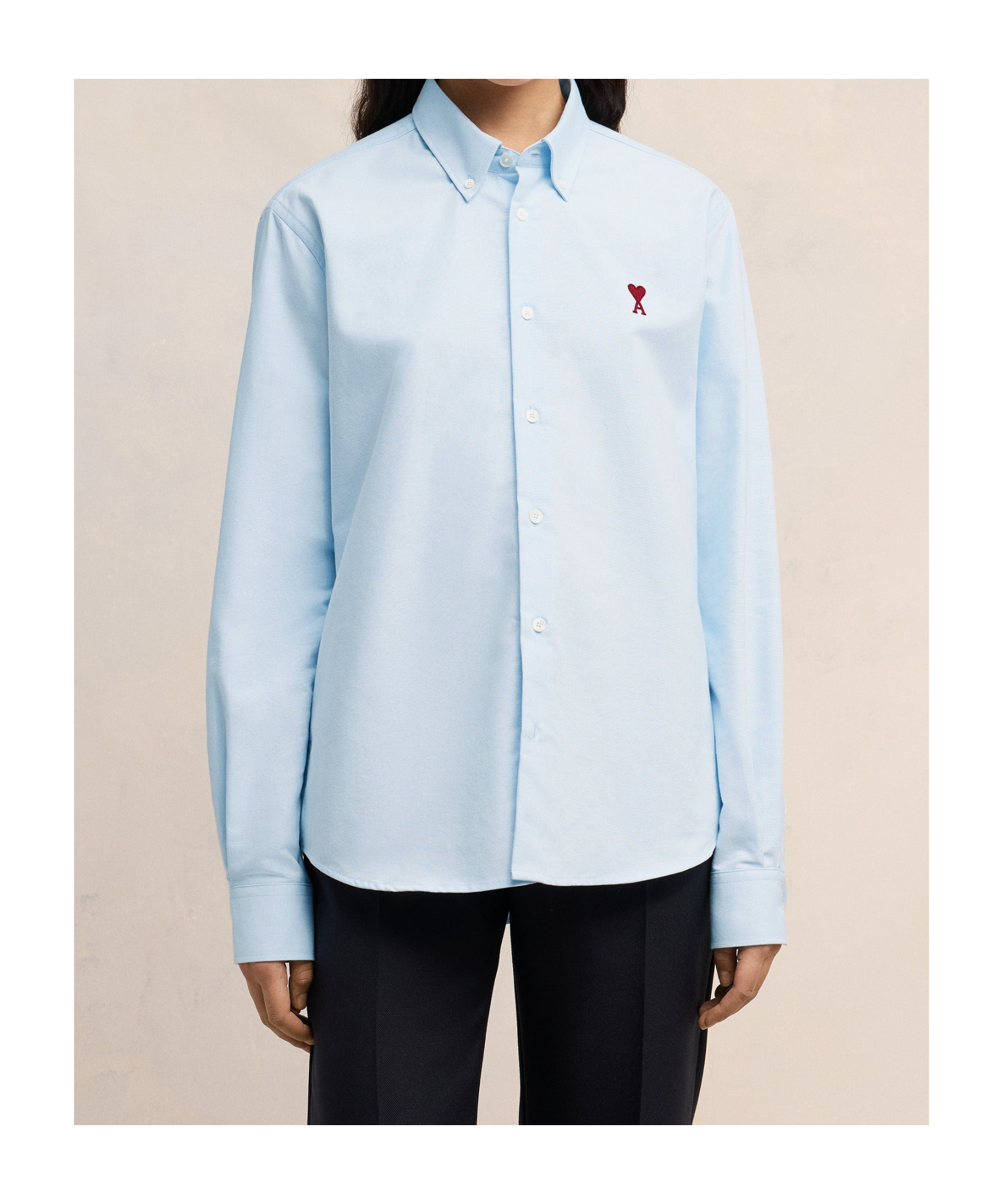 Ami Alexandre Mattiussi Adc Button-down Collar Logo-embroidered Striped Cotton Oxford Shirt In Blue