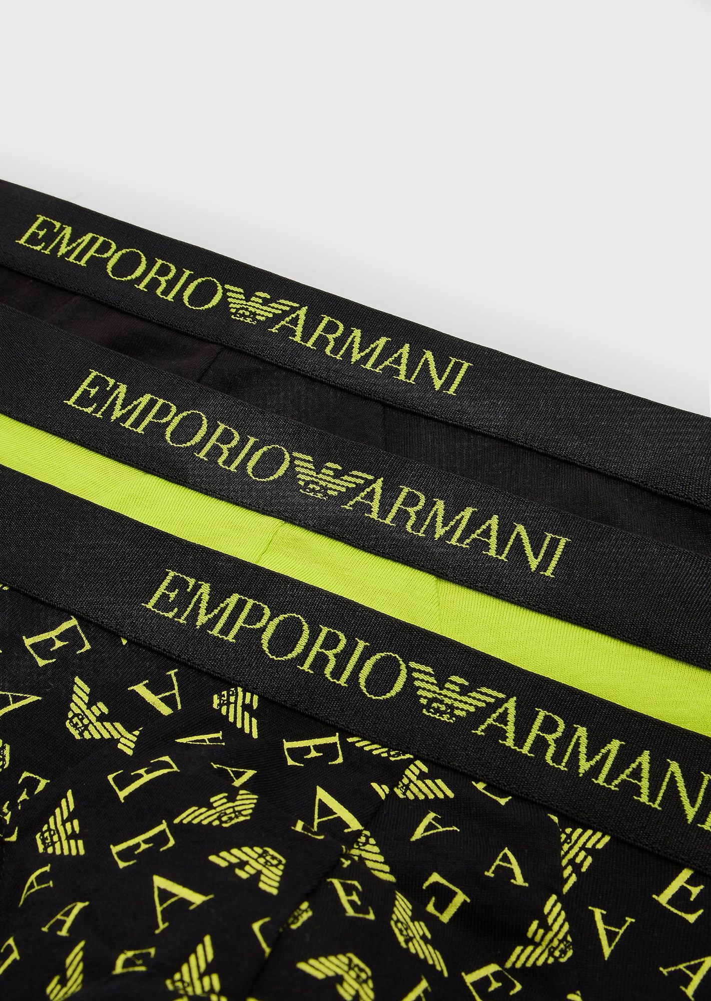 Emporio Armani Elastic Waist Briefs Pants 3-piece Set In Black