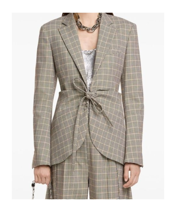 Rabanne Plaid Check Fitted Jacket In Nude