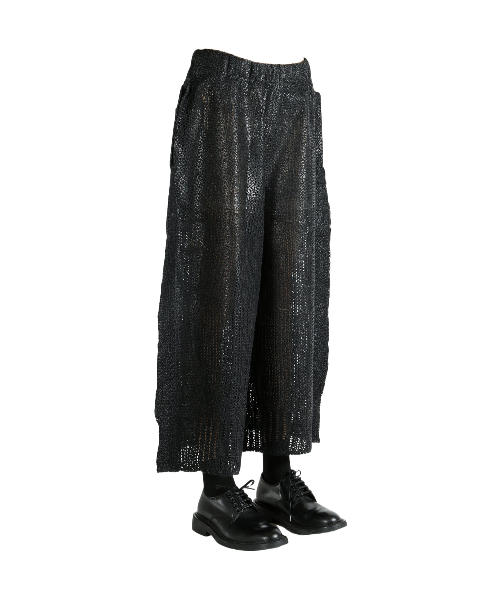 Issey Miyake Wide-leg Cropped Knitted Pants In Black