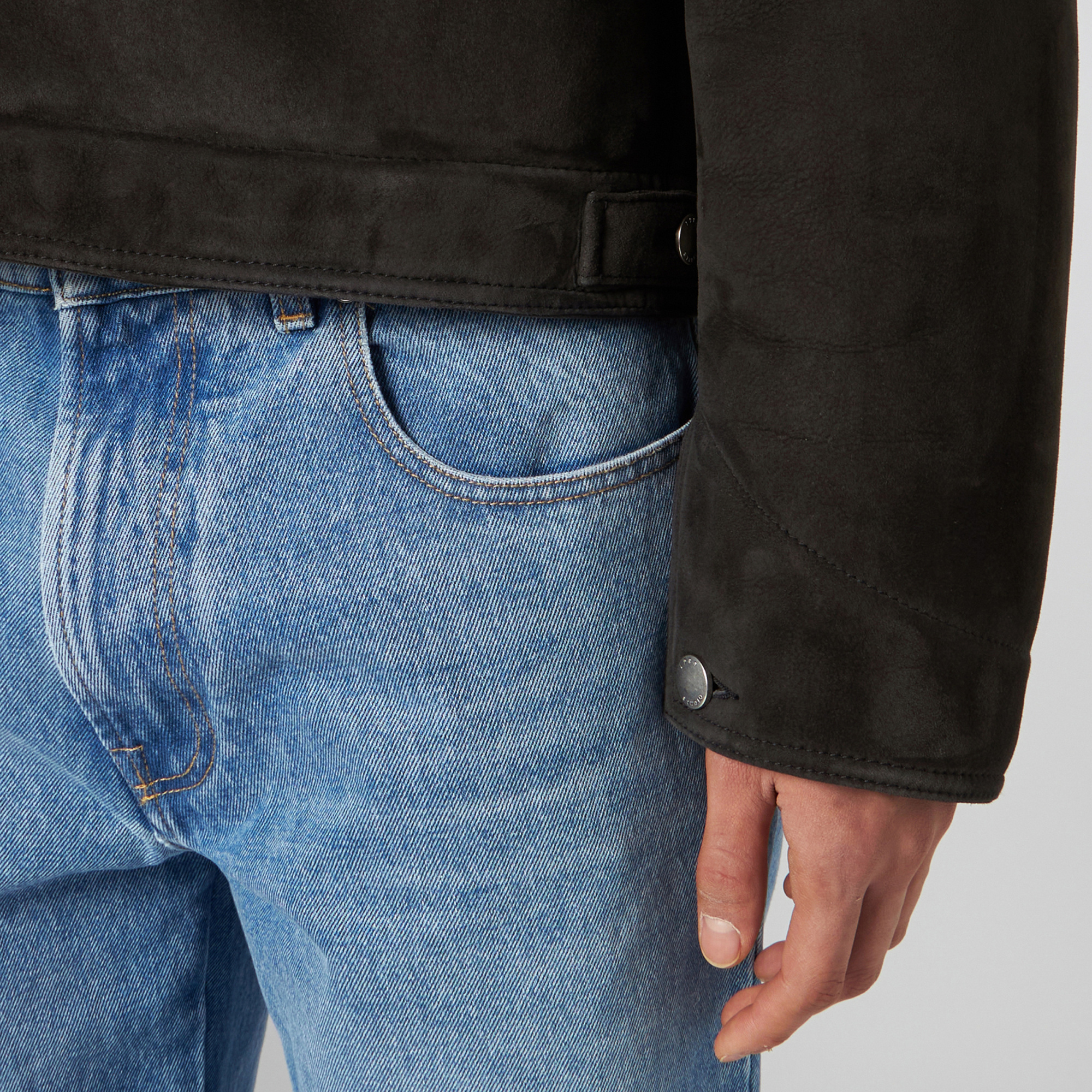 1989 Studio Shearling Jacket Embroidered Detail In Dark Brown