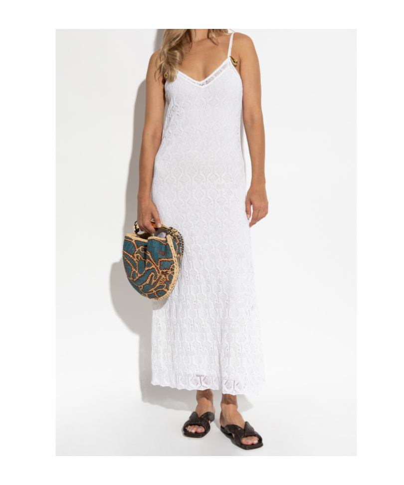 Bottega Veneta Embellished Open-knit Cotton And Silk-blend Midi Dress In White