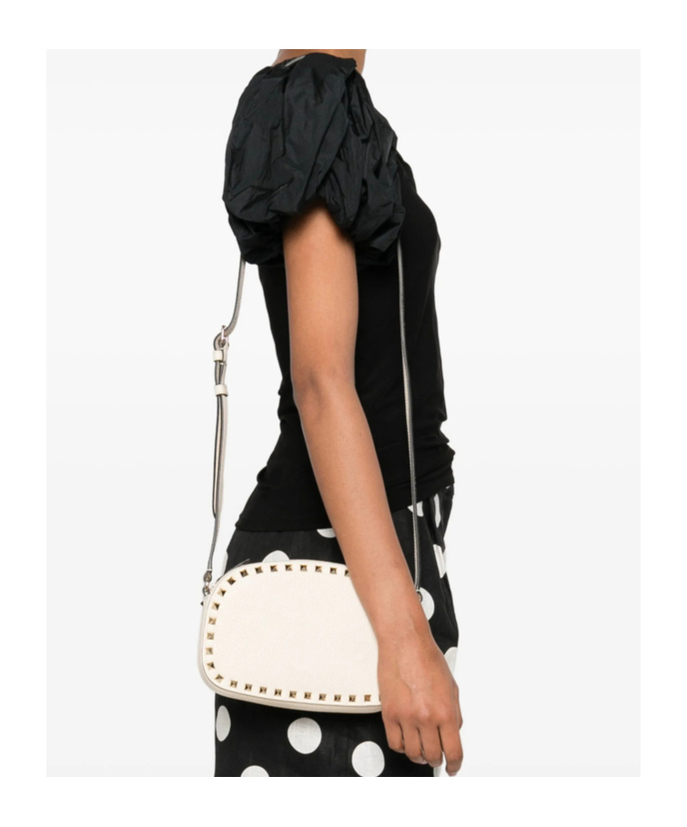 Valentino Rivet Shoulder Bag In White