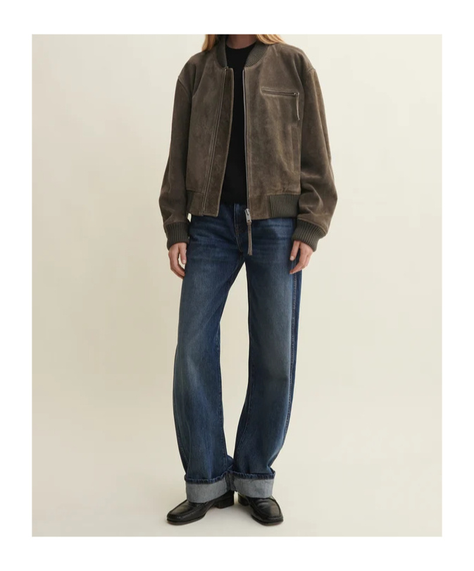 Arma Cropped Suede Bomber Jacket In Soil
