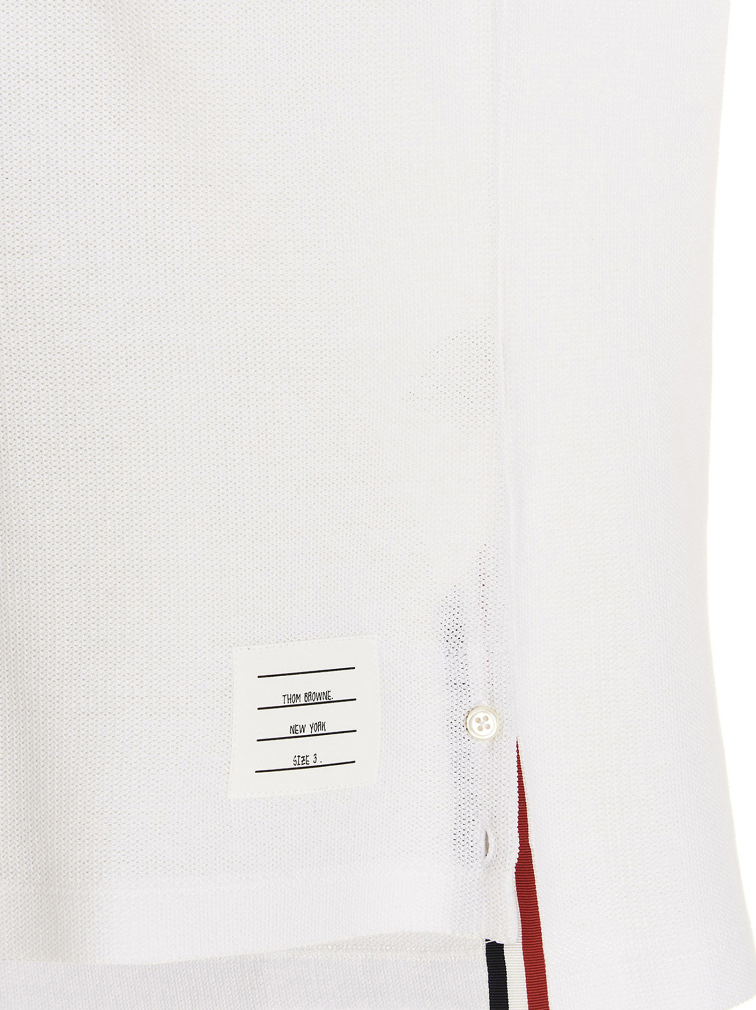 Thom Browne Short-sleeved Navy Polo Shirt With Patch In White