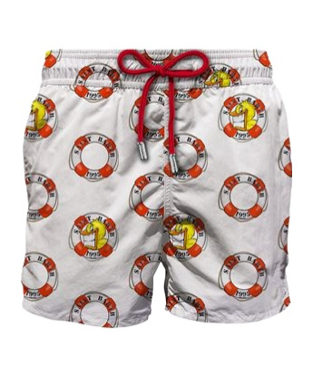 Mc2 Saint Barth Graphic Printed Drawstring Swim Shorts In Gray