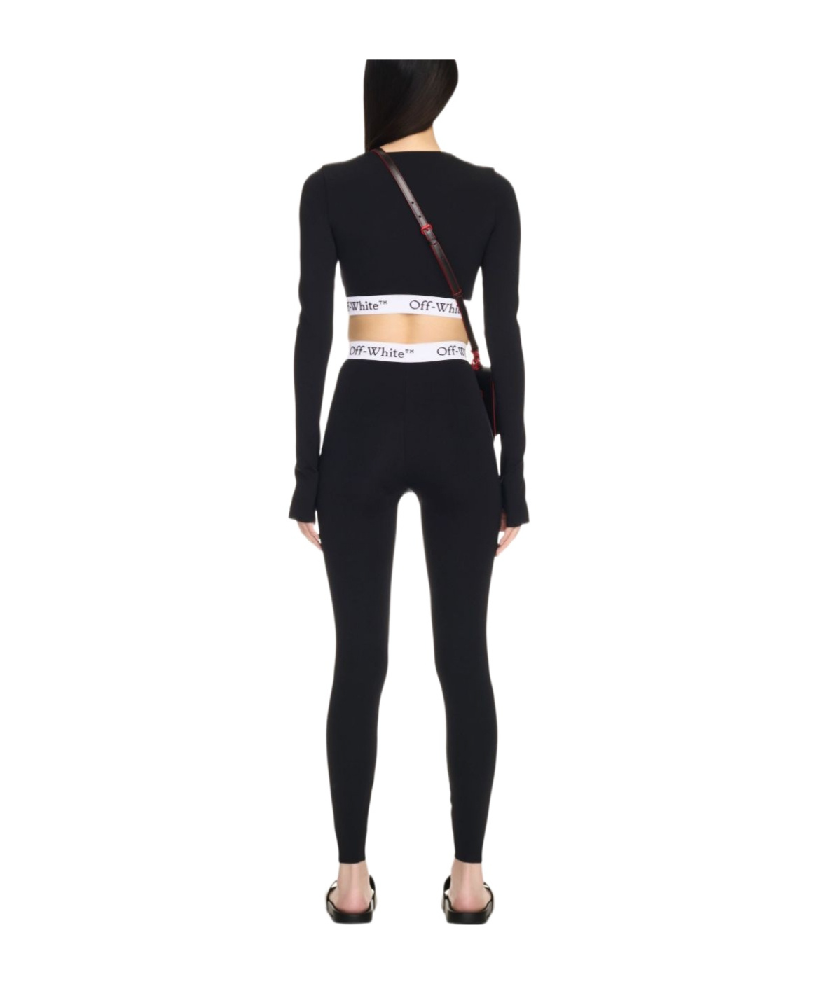 Off-white Logo Band Seamless Leggings With Stretch Fit In Black