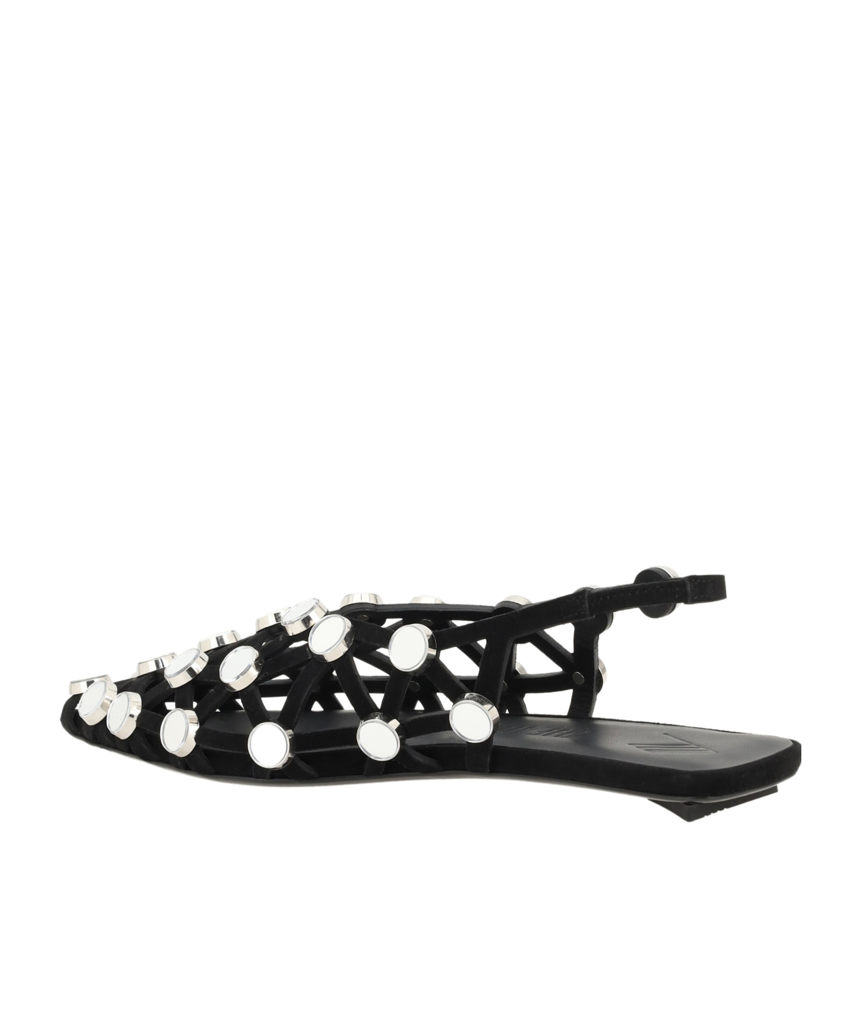 Attico 10mm Grid Suede Ballerina Flats In Black