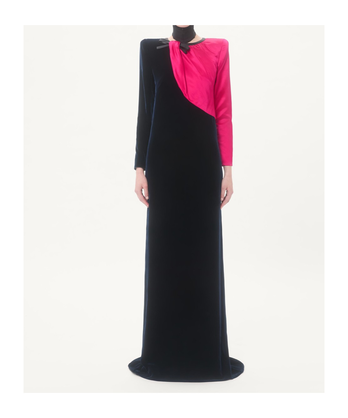 Valentino Long Dress In Sablé Velvet In Black