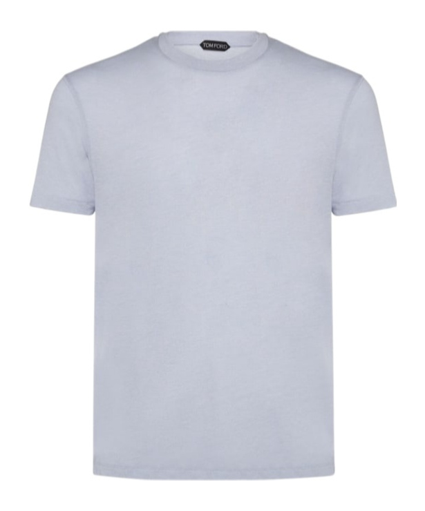 Tom Ford Cotton Blend Crewneck T-shirt In Sky Blue