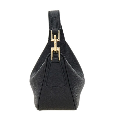 Ferragamo Mini Hobo Bag With Gold Gancini Accent In Black